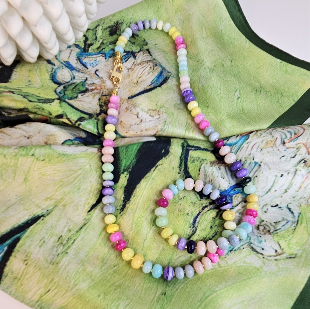 SALE!! Opal Smooth Bead Necklace 22" - Picture 6 of 6